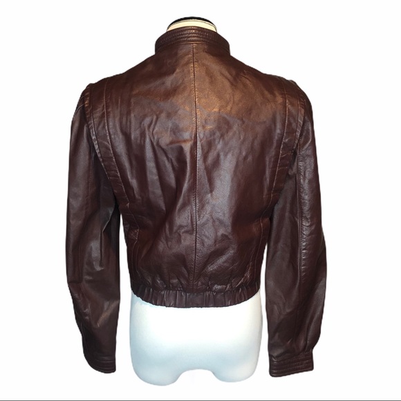Vintage Berman’s Maroon Leather Moto bomber jacket - Picture 3 of 13